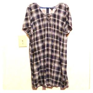 COPY - Torrid Navy Blue and White Plaid Dress